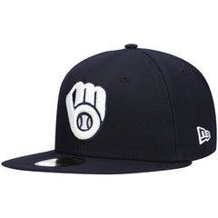 Milwaukee Brewers White Logo 59FIFTY Fitted Hat Navy | New Era