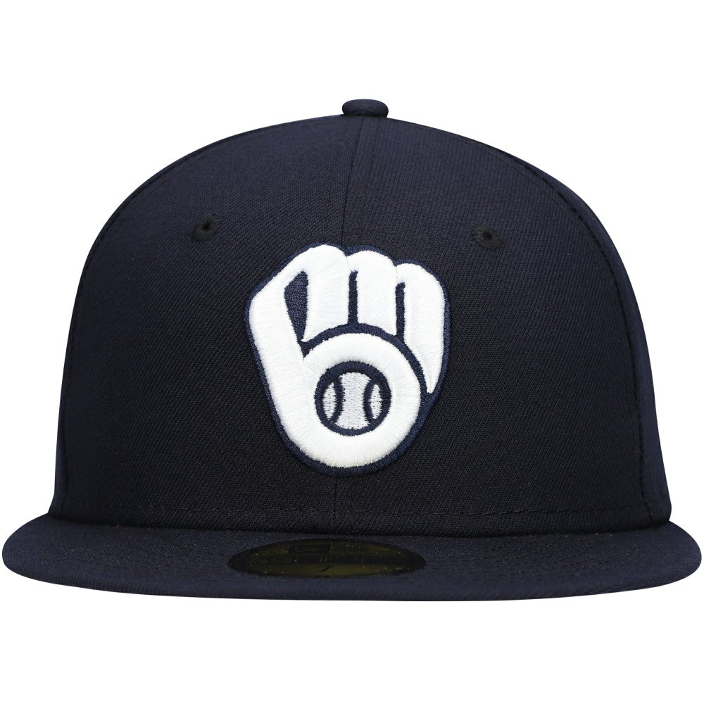 Milwaukee Brewers White Logo 59FIFTY Fitted Hat Navy | New Era