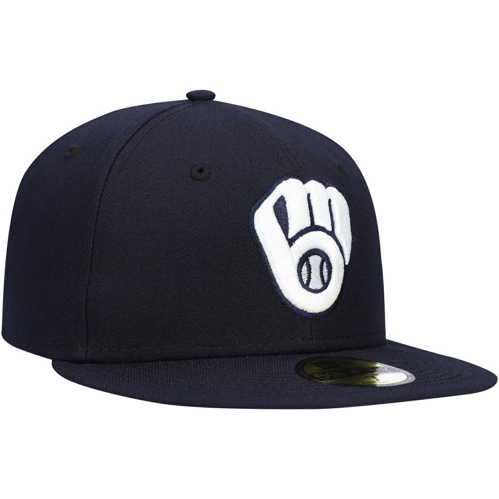Milwaukee Brewers White Logo 59FIFTY Fitted Hat Navy | New Era