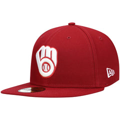 Milwaukee Brewers White Logo 59FIFTY Fitted Hat Cardinal | New Era