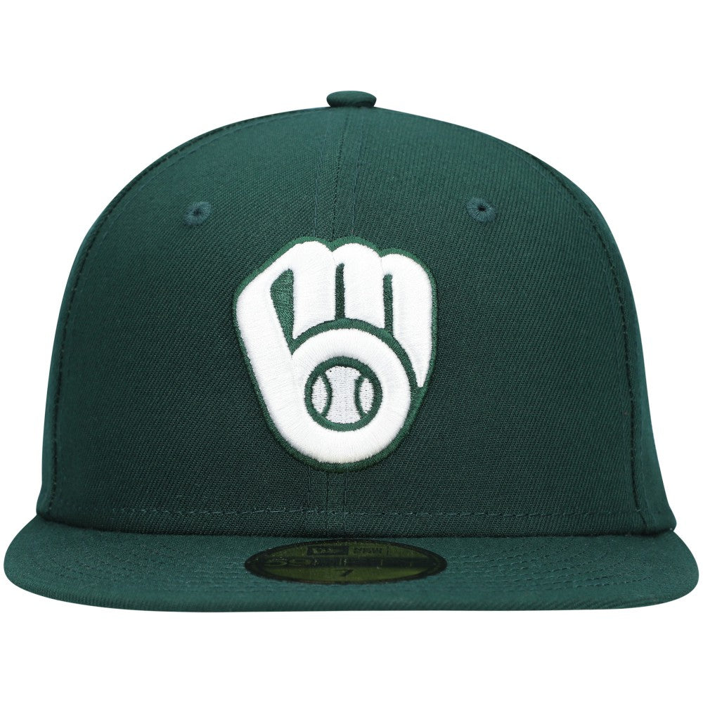 Milwaukee Brewers White Logo 59FIFTY Fitted Hat Green | New Era