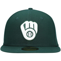 Milwaukee Brewers White Logo 59FIFTY Fitted Hat Green | New Era