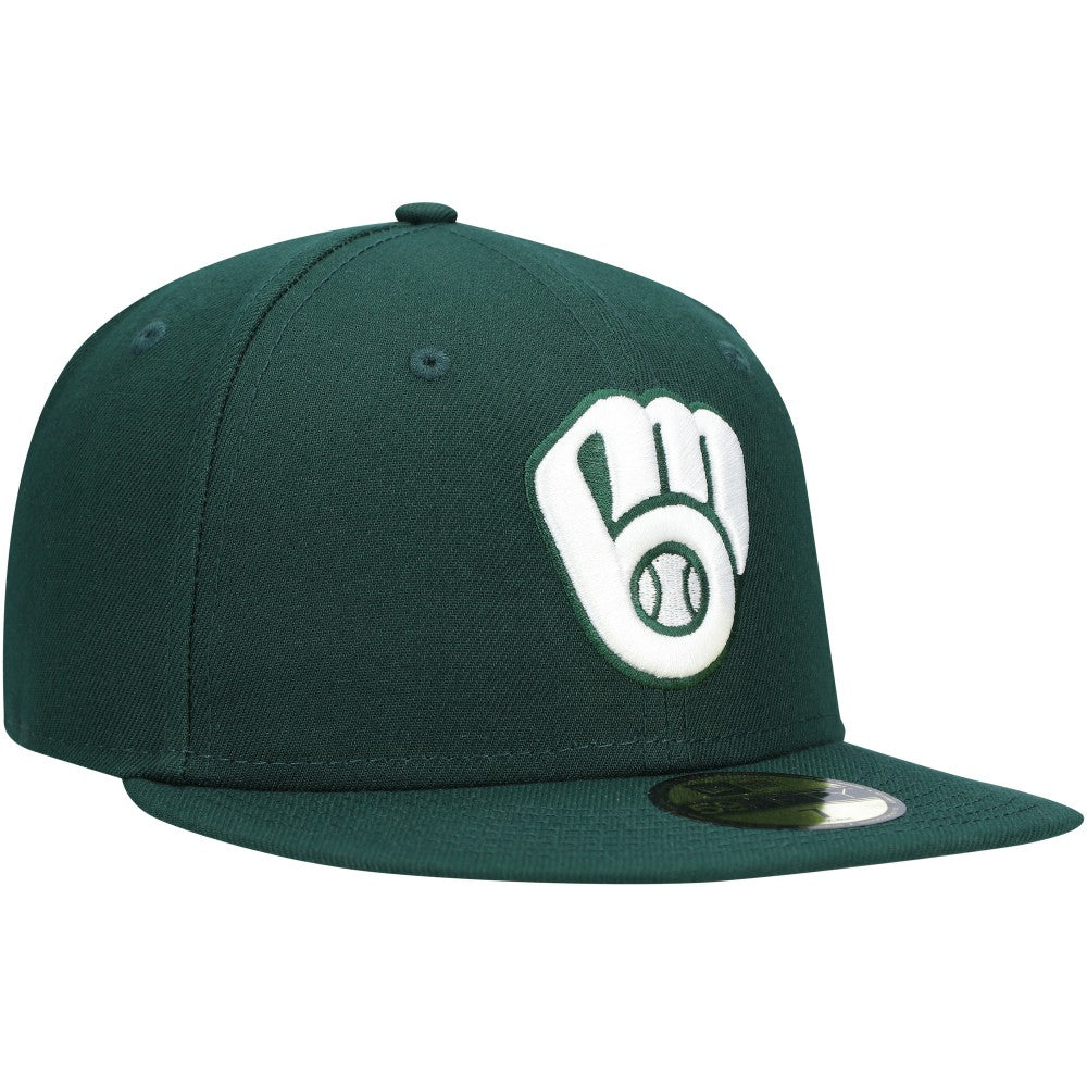 Milwaukee Brewers White Logo 59FIFTY Fitted Hat Green | New Era