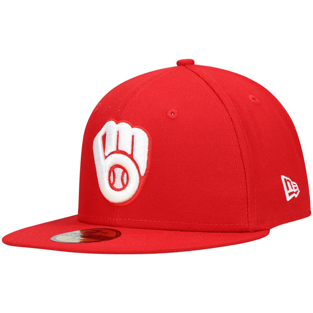 Milwaukee Brewers White Logo 59FIFTY Fitted Hat Red | New Era