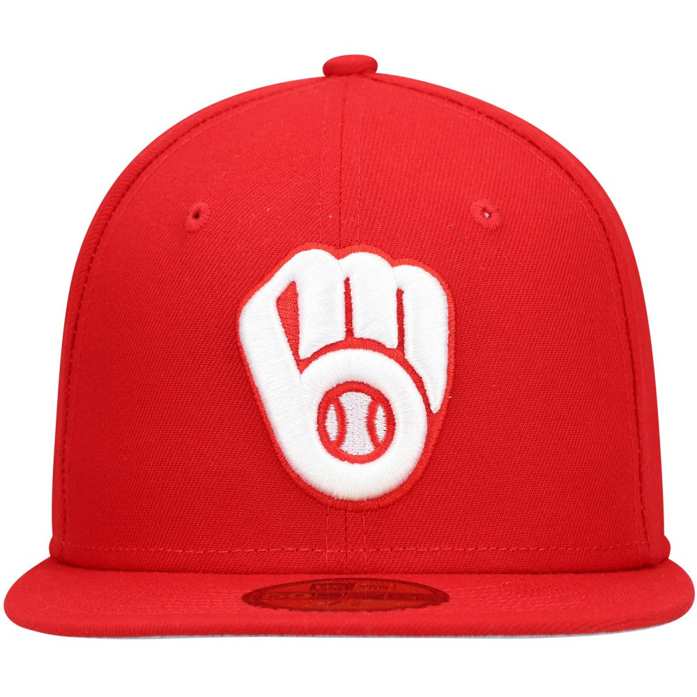 Milwaukee Brewers White Logo 59FIFTY Fitted Hat Red | New Era