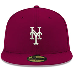 New York Mets White Logo 59FIFTY Fitted Hat Cardinal | New Era