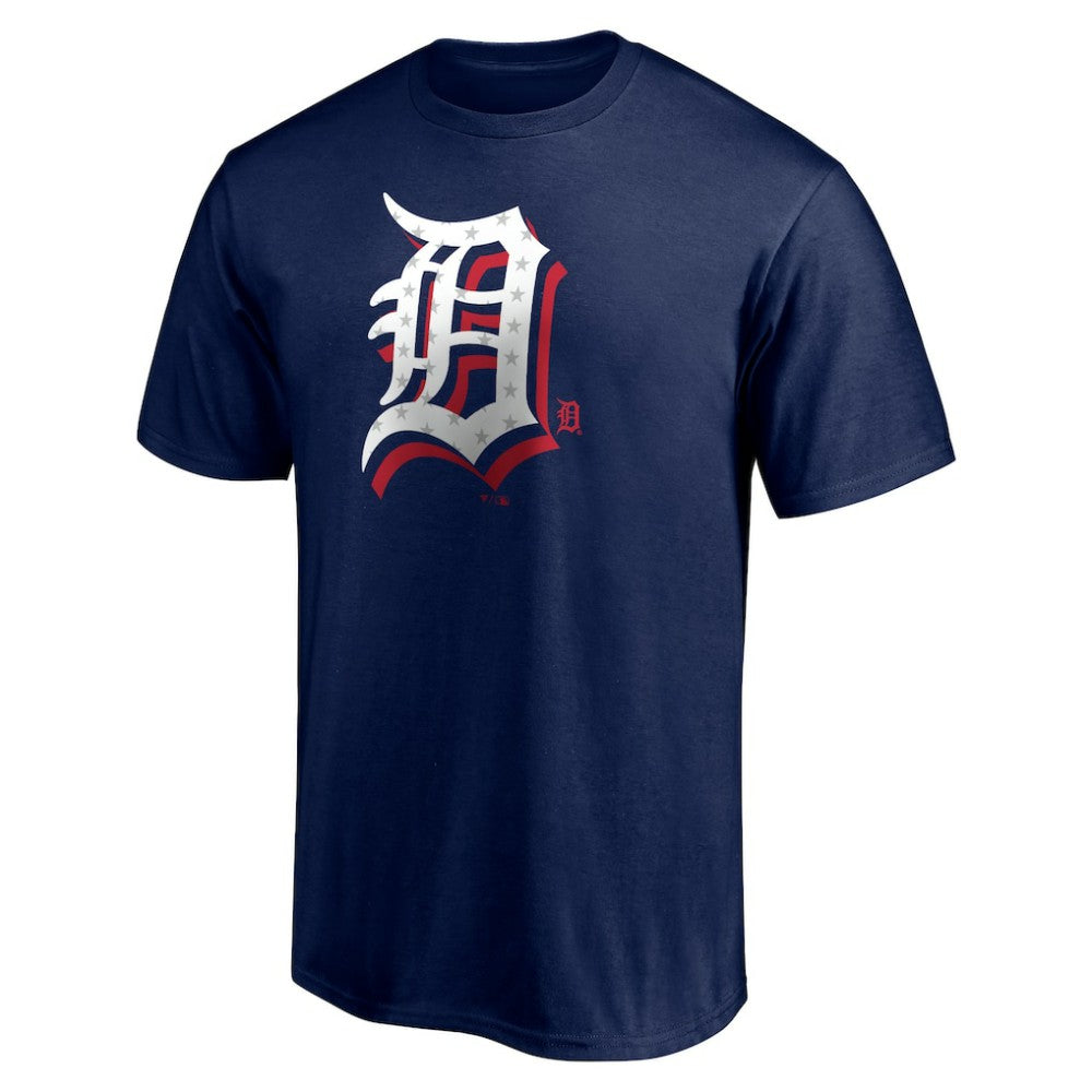 Detroit Tigers Red White and Team T-Shirt Navy