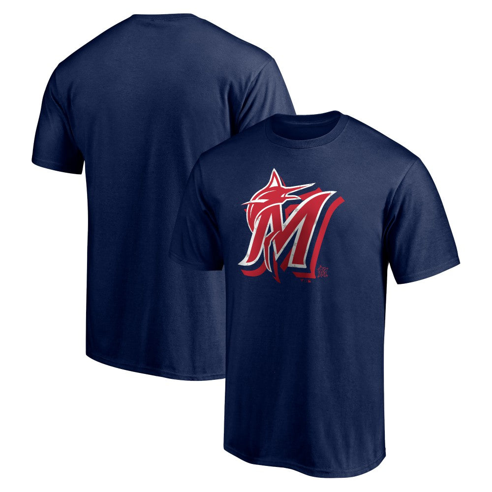 Miami Marlins Red White and Team T-Shirt Navy