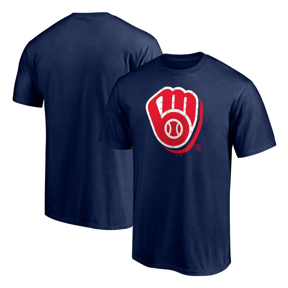 Milwaukee Brewers Red White and Team T-Shirt Navy