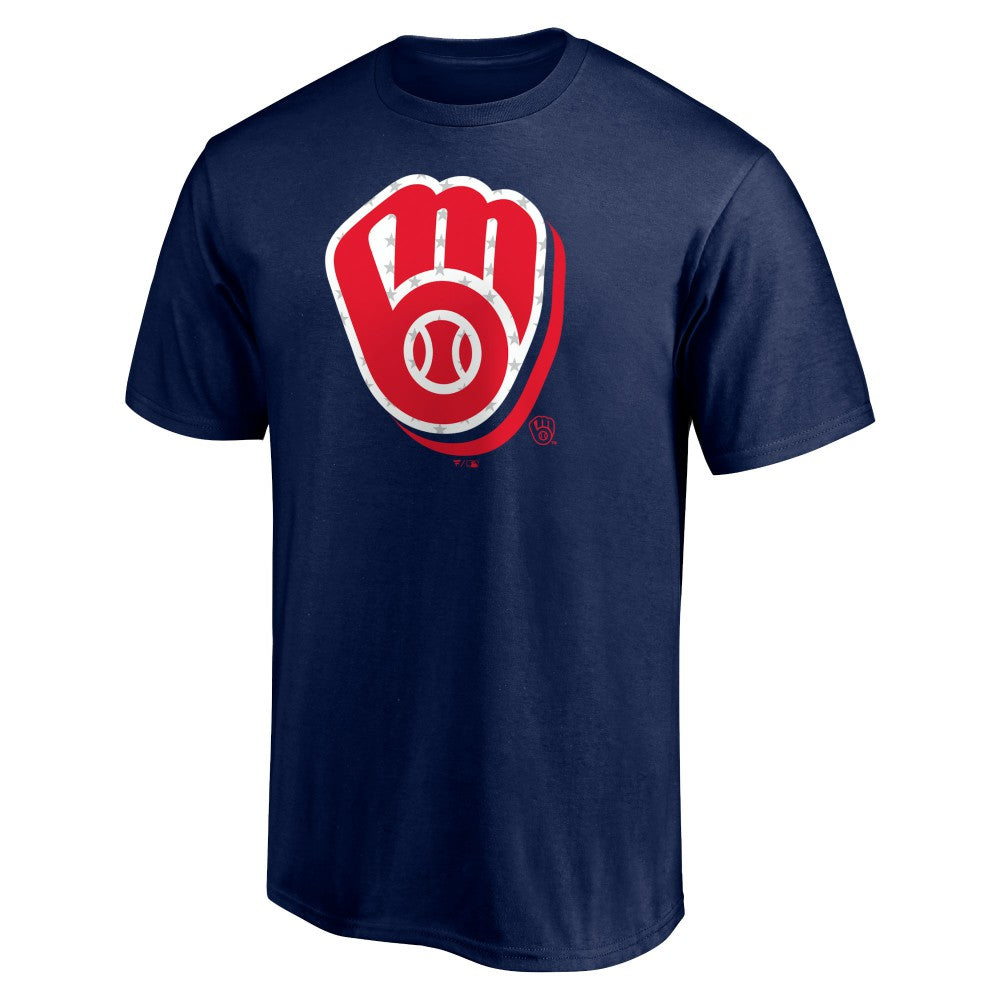 Milwaukee Brewers Red White and Team T-Shirt Navy