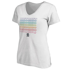 Detroit Tigers Women's City Pride V-Neck T-Shirt White