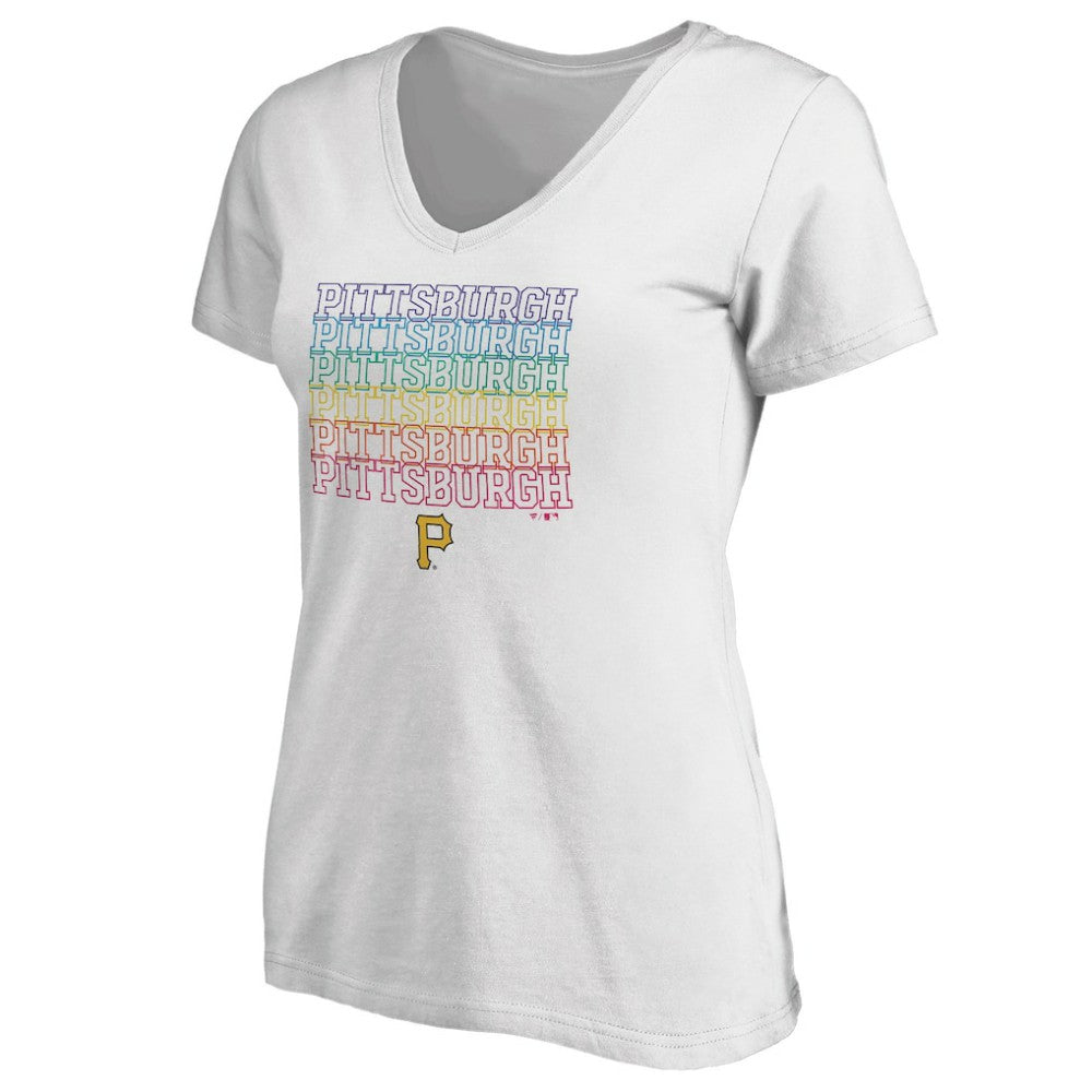 Pittsburgh Pirates Women's City Pride V-Neck T-Shirt White
