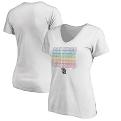 San Diego Padres Women's City Pride V-Neck T-Shirt White