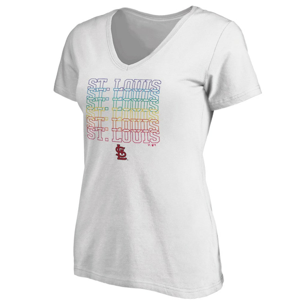 St. Louis Cardinals Women's City Pride V-Neck T-Shirt White