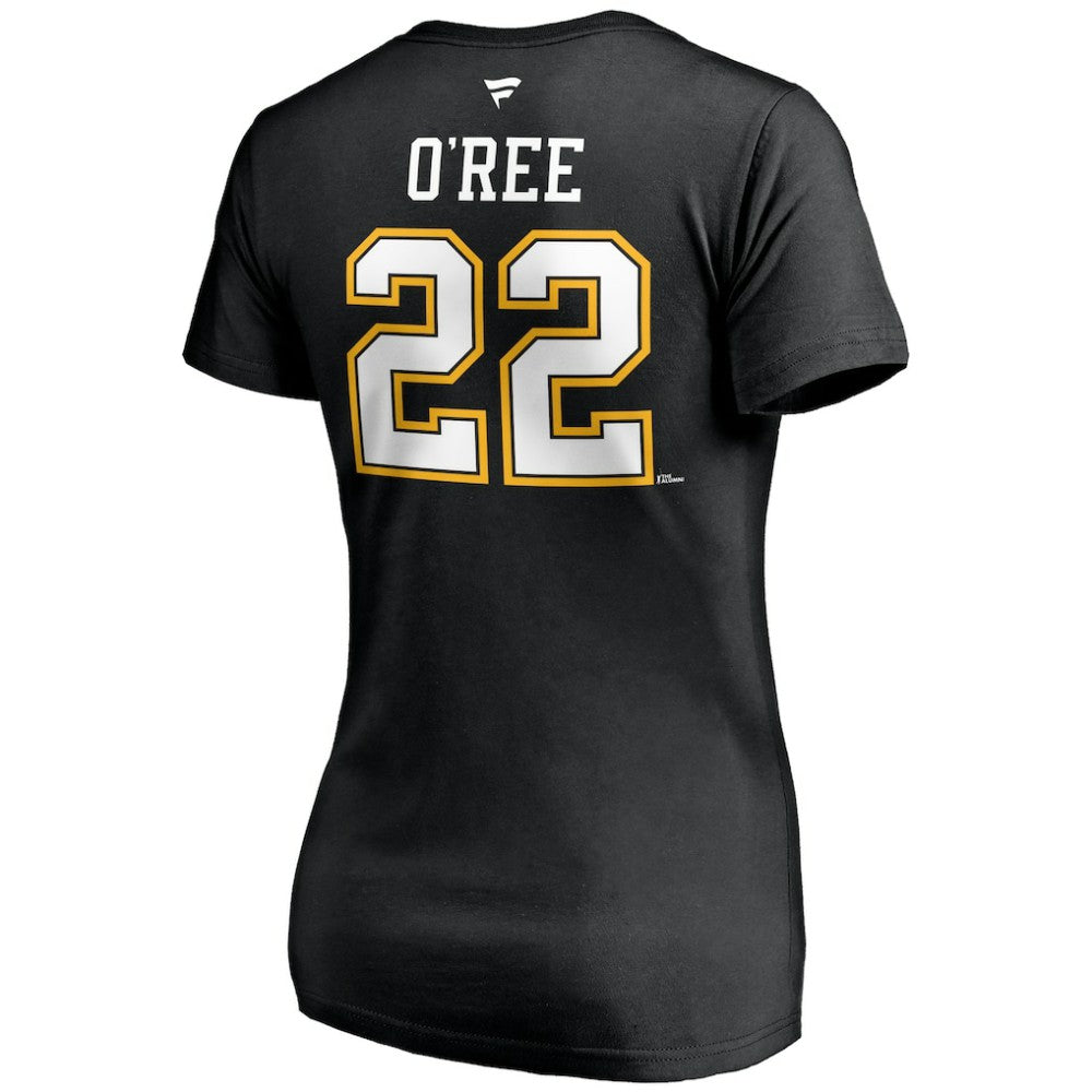 Willie O'Ree Boston Bruins Fanatics Women's Authentic Stack Retired Player Name & Number V-Neck T-Shirt Black