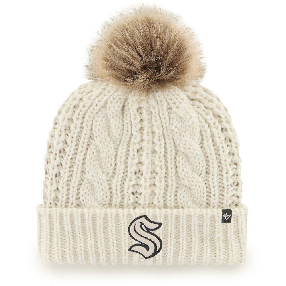 Seattle Kraken '47 Women's Meeko Cuffed Knit Hat with Pom White