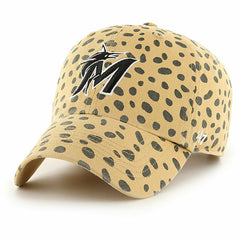 Miami Marlins Women's Cheetah Clean Up Adjustable Hat Tan | 47 brand