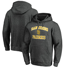 San Diego Padres Heart and Soul Pullover Hoodie Charcoal