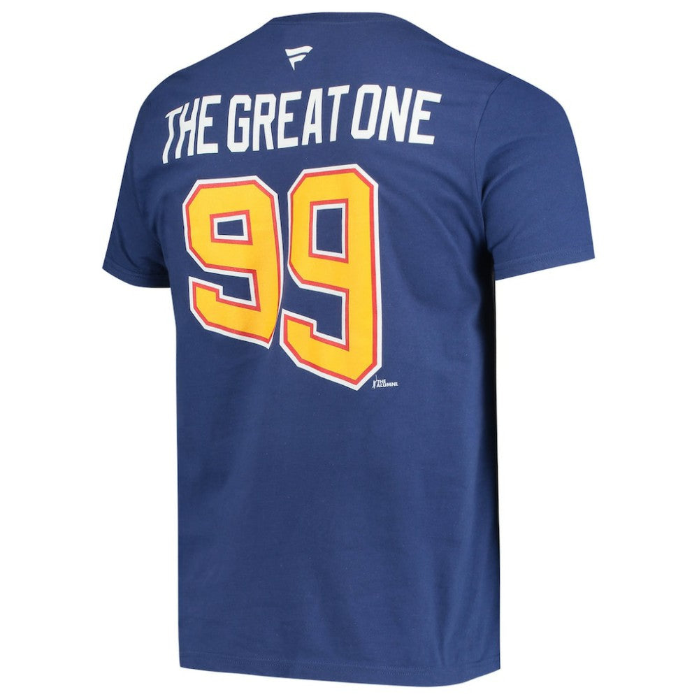 Wayne Gretzky St. Louis Blues Fanatics Authentic Stack Retired Player Nickname & Number T-Shirt Blue
