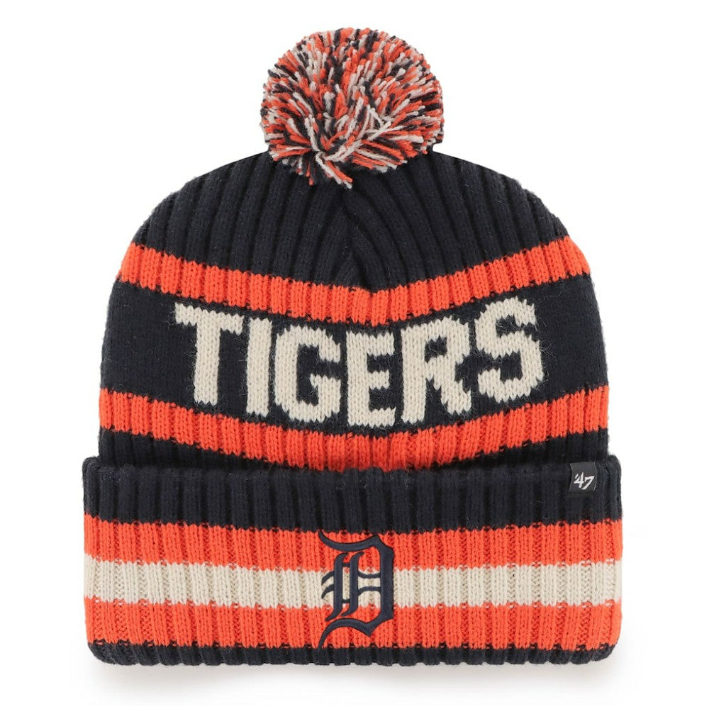 Detroit Tigers Bering Cuffed Knit Hat with Pom Navy | 47 brand