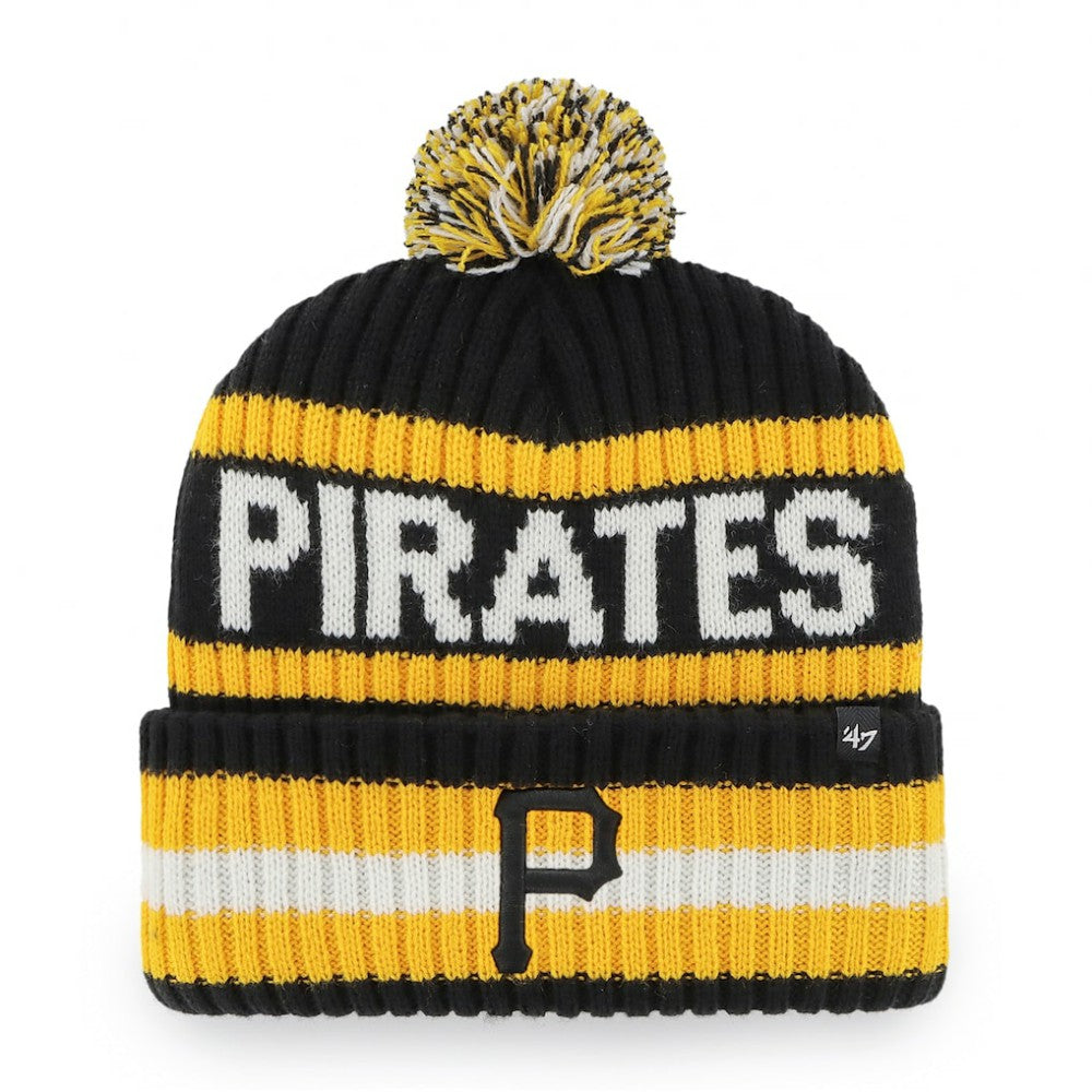 Pittsburgh Pirates Bering Cuffed Knit Hat with Pom Black | 47 brand