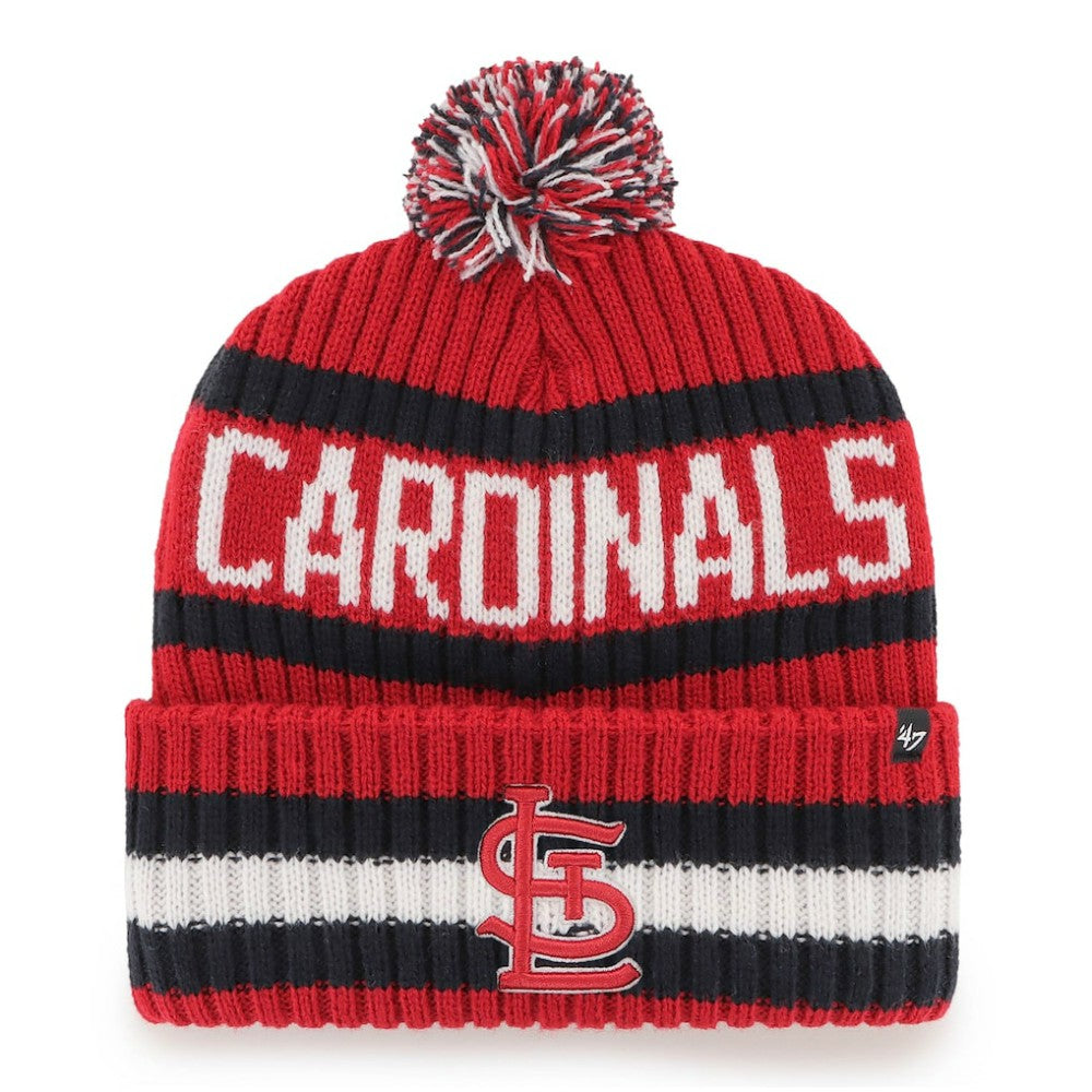 St. Louis Cardinals Bering Cuffed Knit Hat with Pom Red | 47 brand