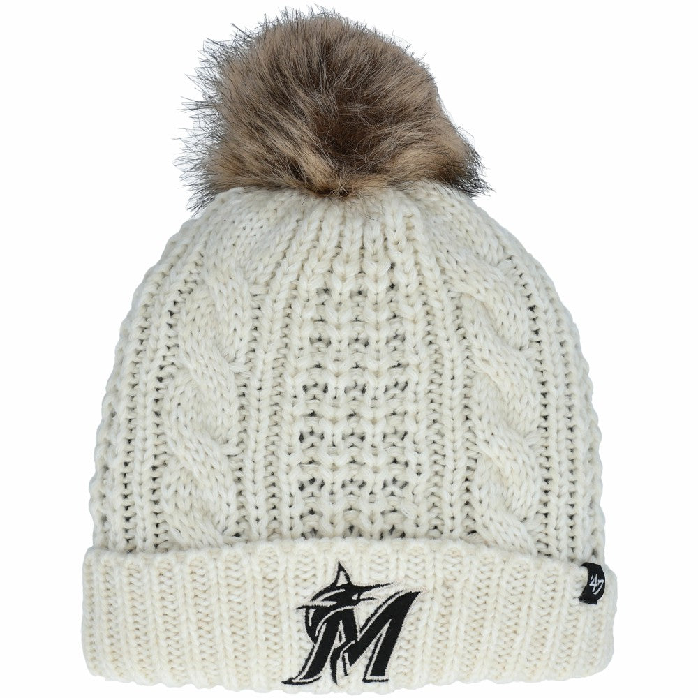 Miami Marlins Women's Meeko Cuffed Knit Hat with Pom Cream | 47 brand