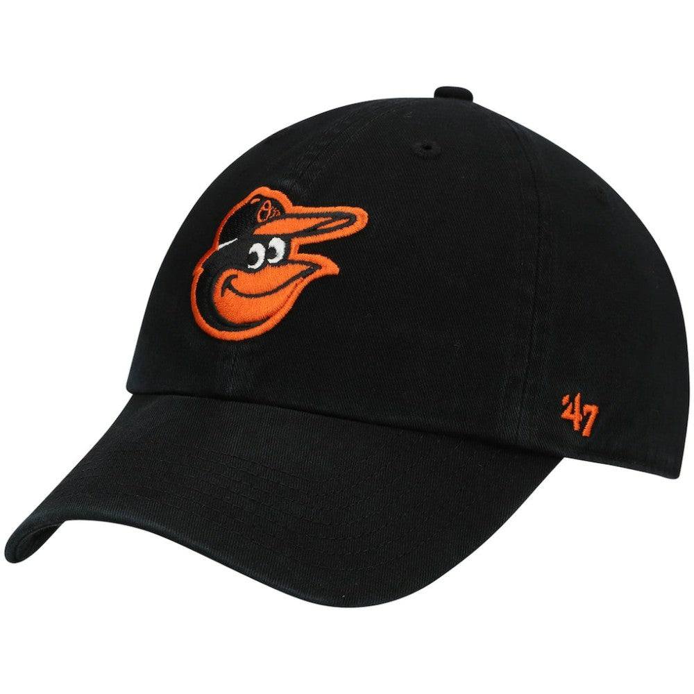 Baltimore Orioles Youth Team Logo Clean Up Adjustable Hat Black | 47 brand