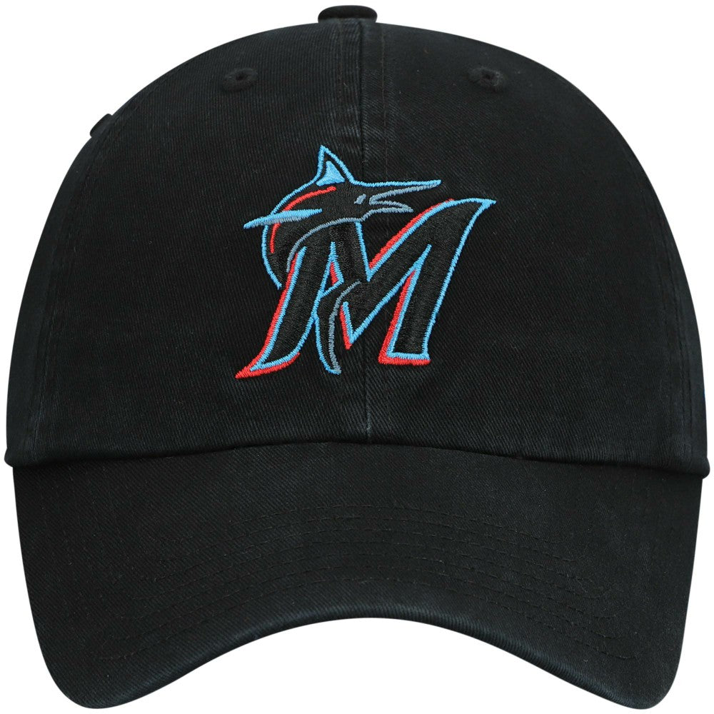 Miami Marlins Youth Team Logo Clean Up Adjustable Hat Black | 47 brand