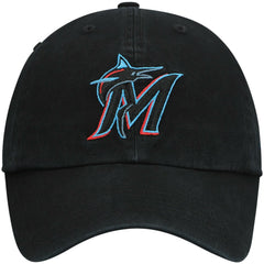 Miami Marlins Youth Team Logo Clean Up Adjustable Hat Black | 47 brand