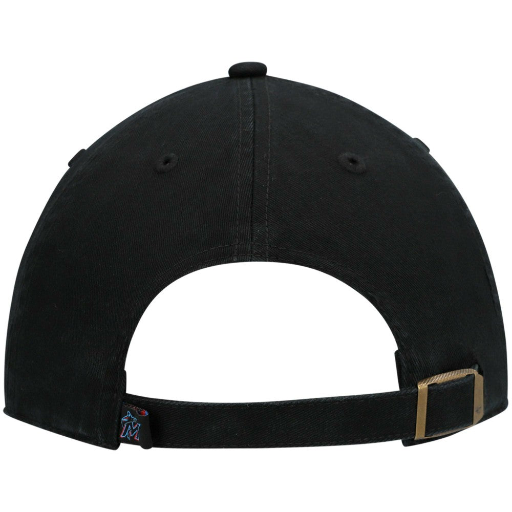 Miami Marlins Youth Team Logo Clean Up Adjustable Hat Black | 47 brand