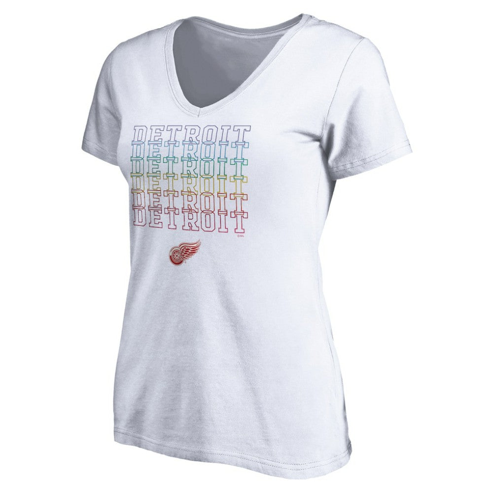 Detroit Red Wings Women's City Pride V-Neck T-Shirt White