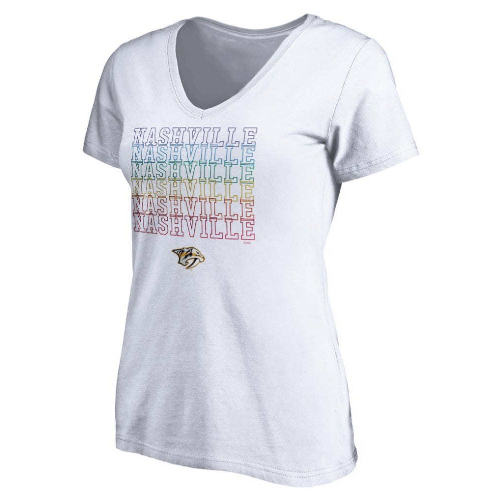 Nashville Predators Women's City Pride V-Neck T-Shirt White