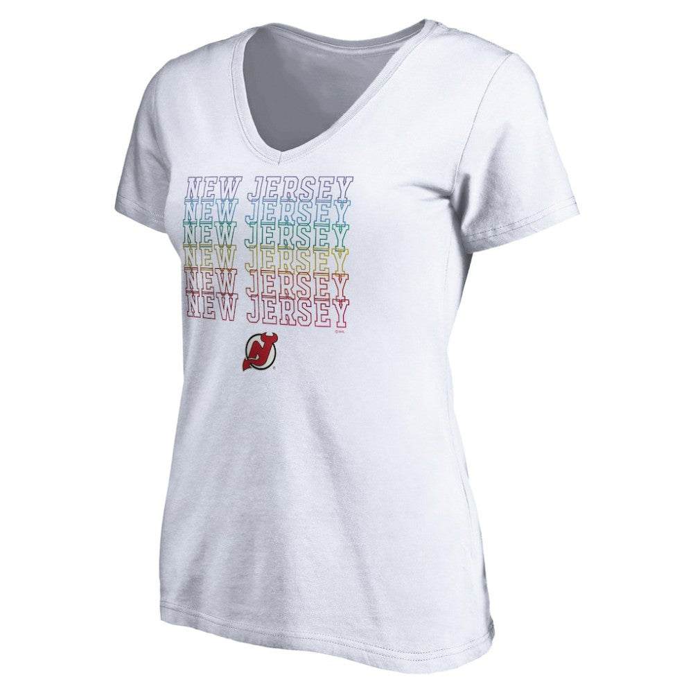 New Jersey Devils Women's City Pride V-Neck T-Shirt White