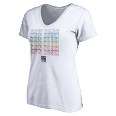 New York Rangers Women's City Pride V-Neck T-Shirt White