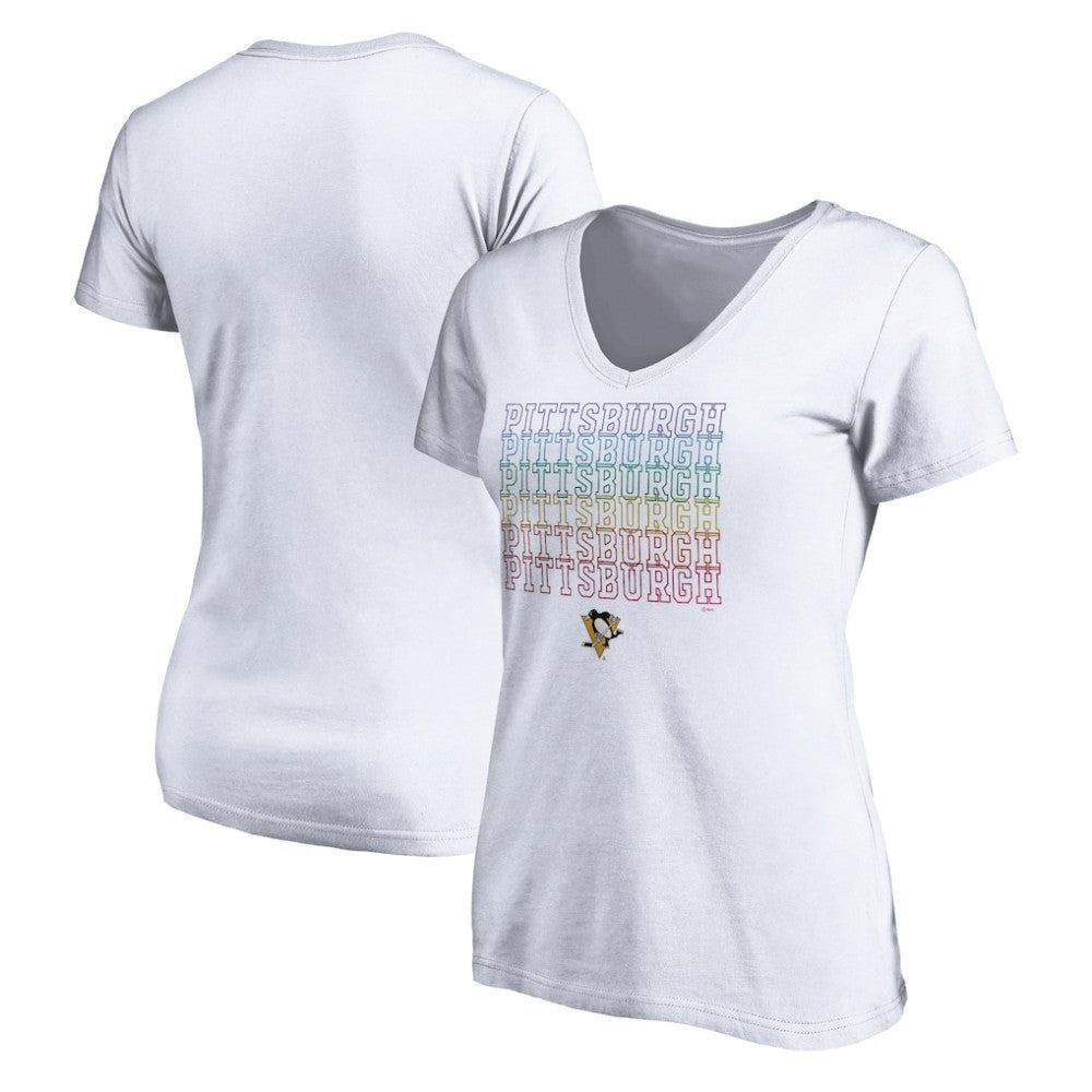 Pittsburgh Penguins Women's City Pride V-Neck T-Shirt White