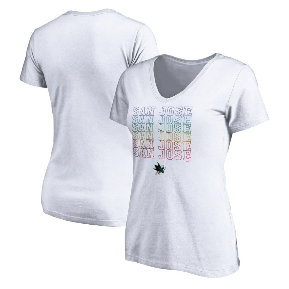 San Jose Sharks Women's City Pride V-Neck T-Shirt White