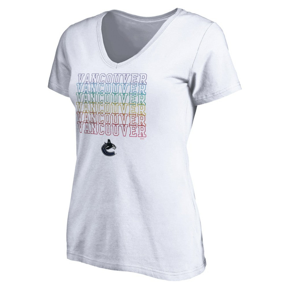 Vancouver Canucks Women's City Pride V-Neck T-Shirt White