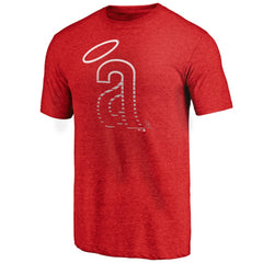 California Angels Cooperstown Weathered Logo Tri-Blend T-Shirt Red