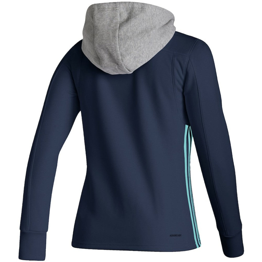 Seattle Kraken adidas Women's Skate Lace AEROREADY Pullover Hoodie Deep Sea Blue