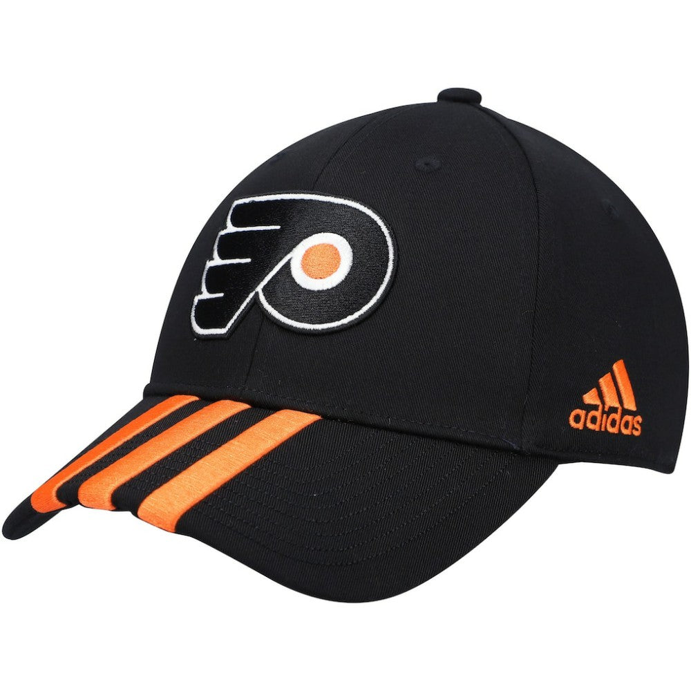 Philadelphia Flyers adidas Locker Room Three Stripe Adjustable Hat Black