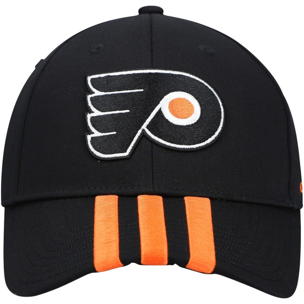 Philadelphia Flyers adidas Locker Room Three Stripe Adjustable Hat Black