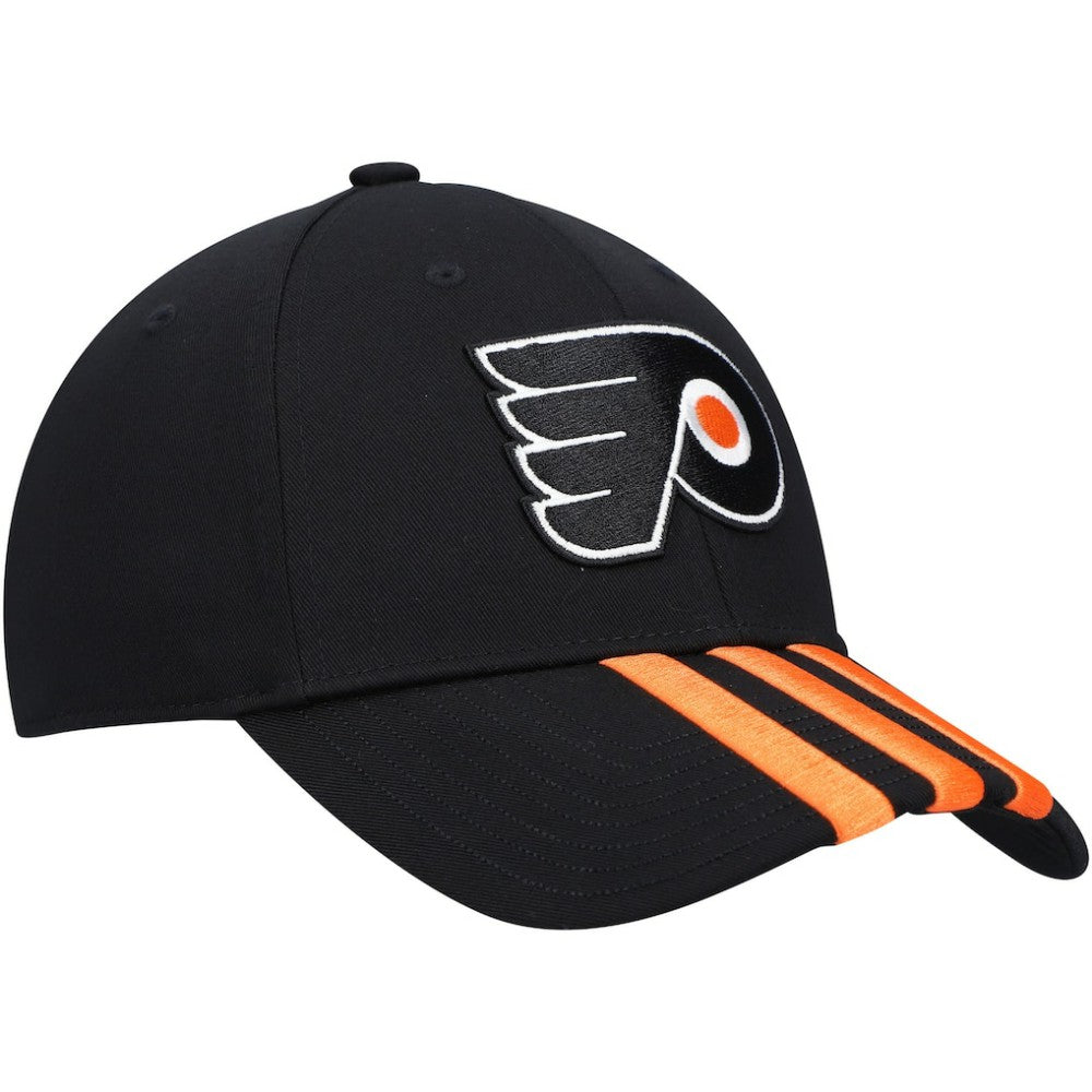 Philadelphia Flyers adidas Locker Room Three Stripe Adjustable Hat Black