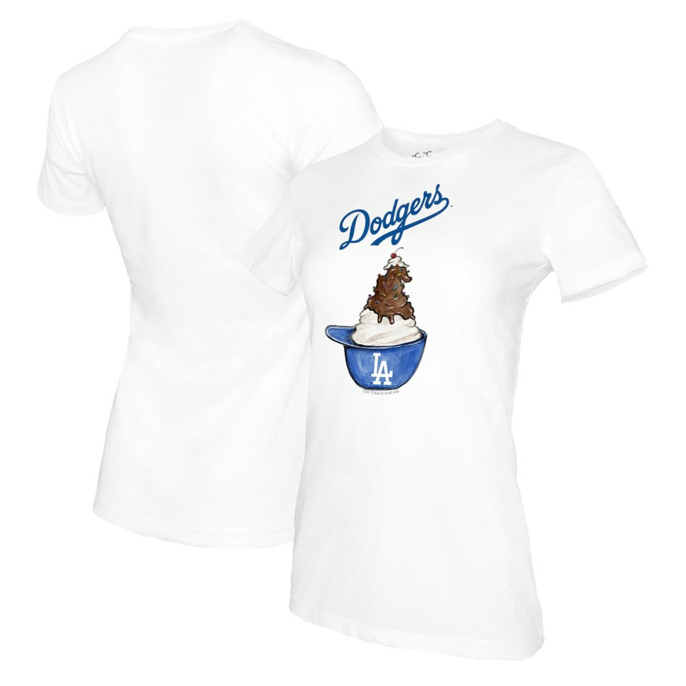 Los Angeles Dodgers Tiny Turnip Women's Sundae Helmet T-Shirt White