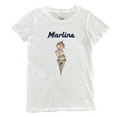 Miami Marlins Tiny Turnip Women's Triple Scoop T-Shirt White