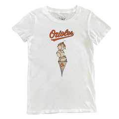 Baltimore Orioles Tiny Turnip Women's Triple Scoop T-Shirt White