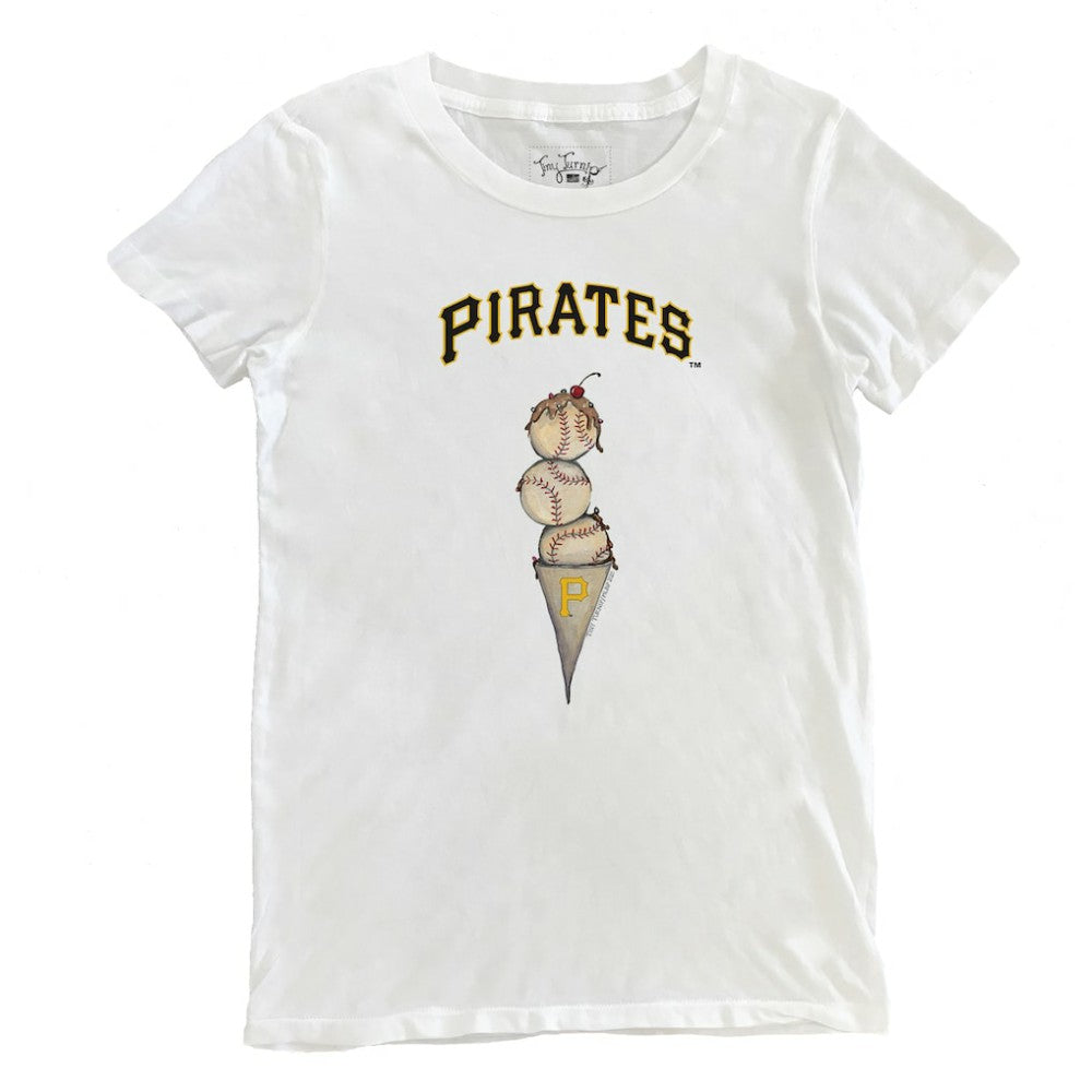 Pittsburgh Pirates Tiny Turnip Women's Triple Scoop T-Shirt White