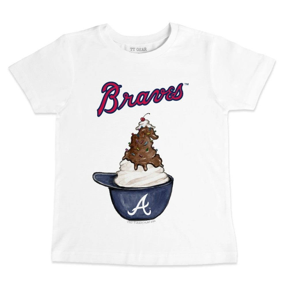 Atlanta Braves Tiny Turnip Youth Sundae Helmet T-Shirt White