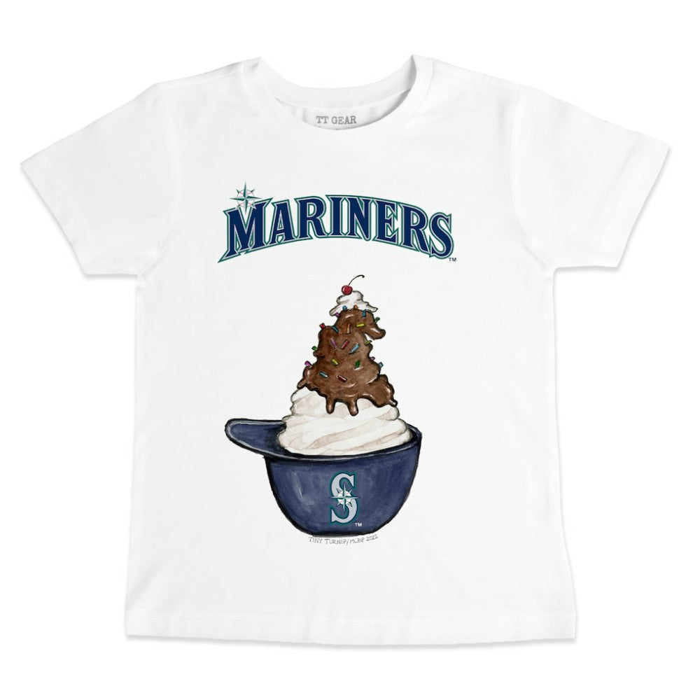Seattle Mariners Tiny Turnip Youth Sundae Helmet T-Shirt White