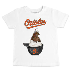 Baltimore Orioles Tiny Turnip Youth Sundae Helmet T-Shirt White